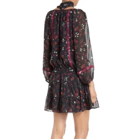 Joie Silk Floral Dress Sheer Sleeves Size Small NWT - Picture 3 of 14